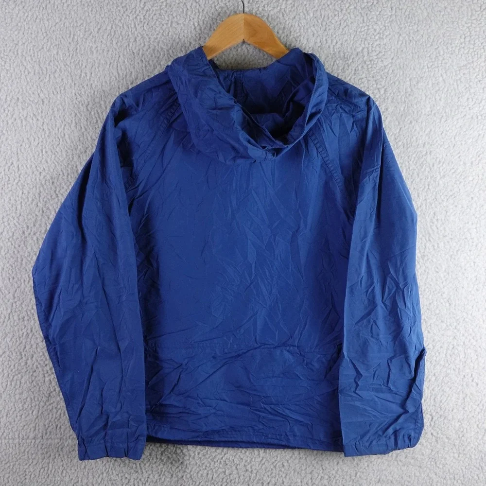 Vintage LL‎ Bean Anorak Windbreaker Jacket Blue Mens M Half Zip Hooded USA Made
